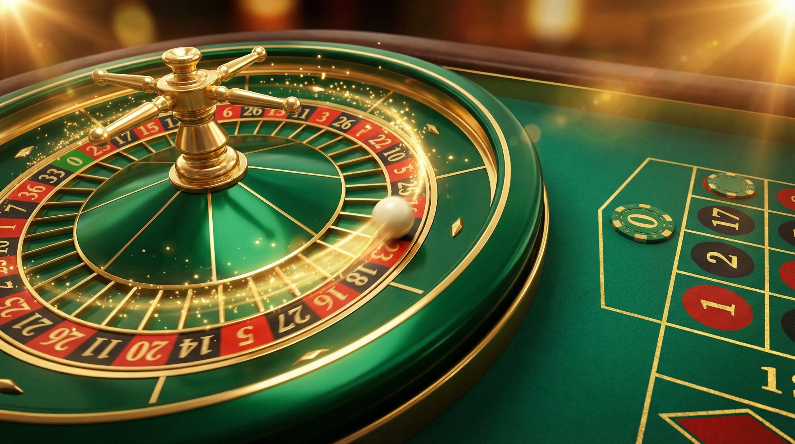 Ruleta europea con bola girando en casino Betway Bono
